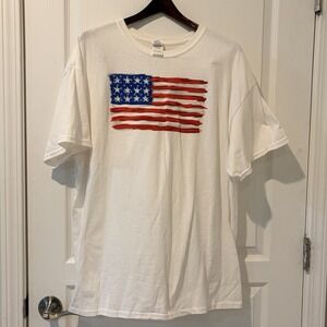 American USA Flag Patriotic T-shirt Women's XL Glitter